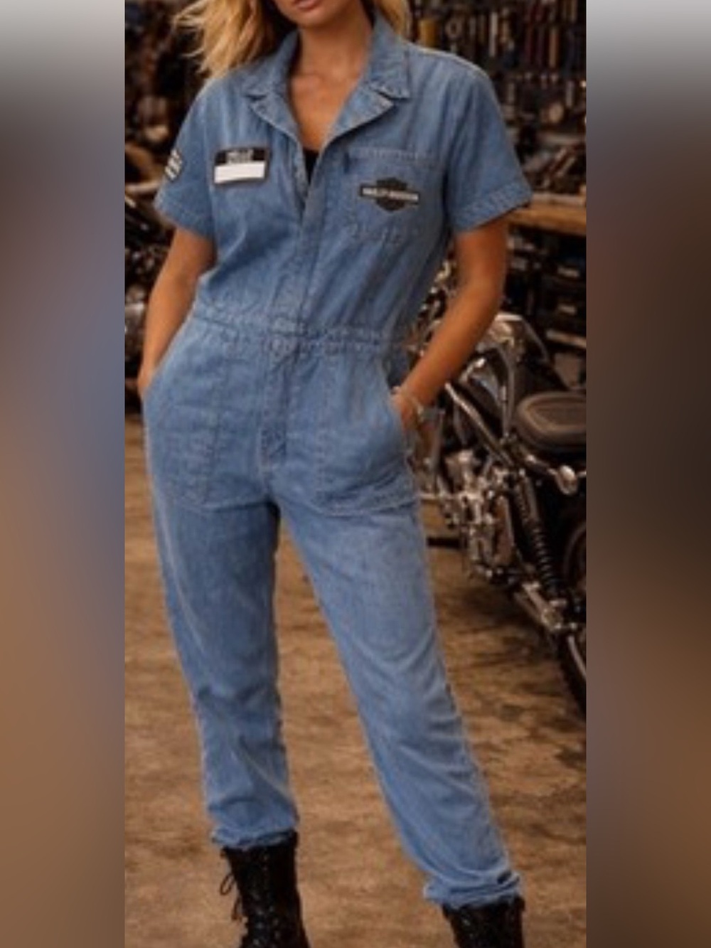 NWT Harley-Davidson Denim Coveralls Sz 2XL Lt. Blue